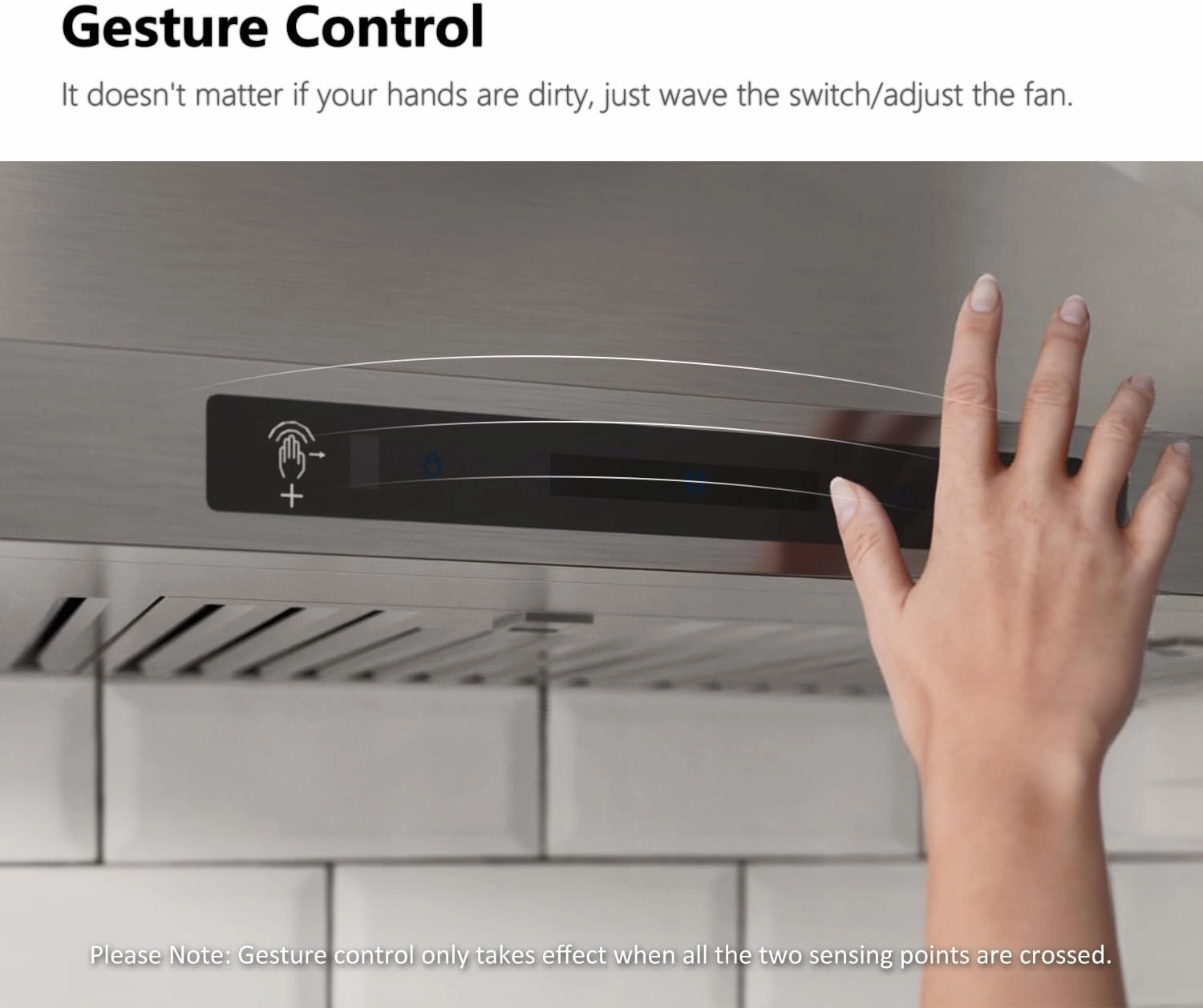 IKTCH 30-inch Wall Mount Range Hood 900 CFM Ducted/Ductless Convertible, Kitchen Chimney Vent Stainless Steel with Gesture Sensing & Touch Control Switch Panel, 2 Pcs Adjustable Lights(IKP02-30'')