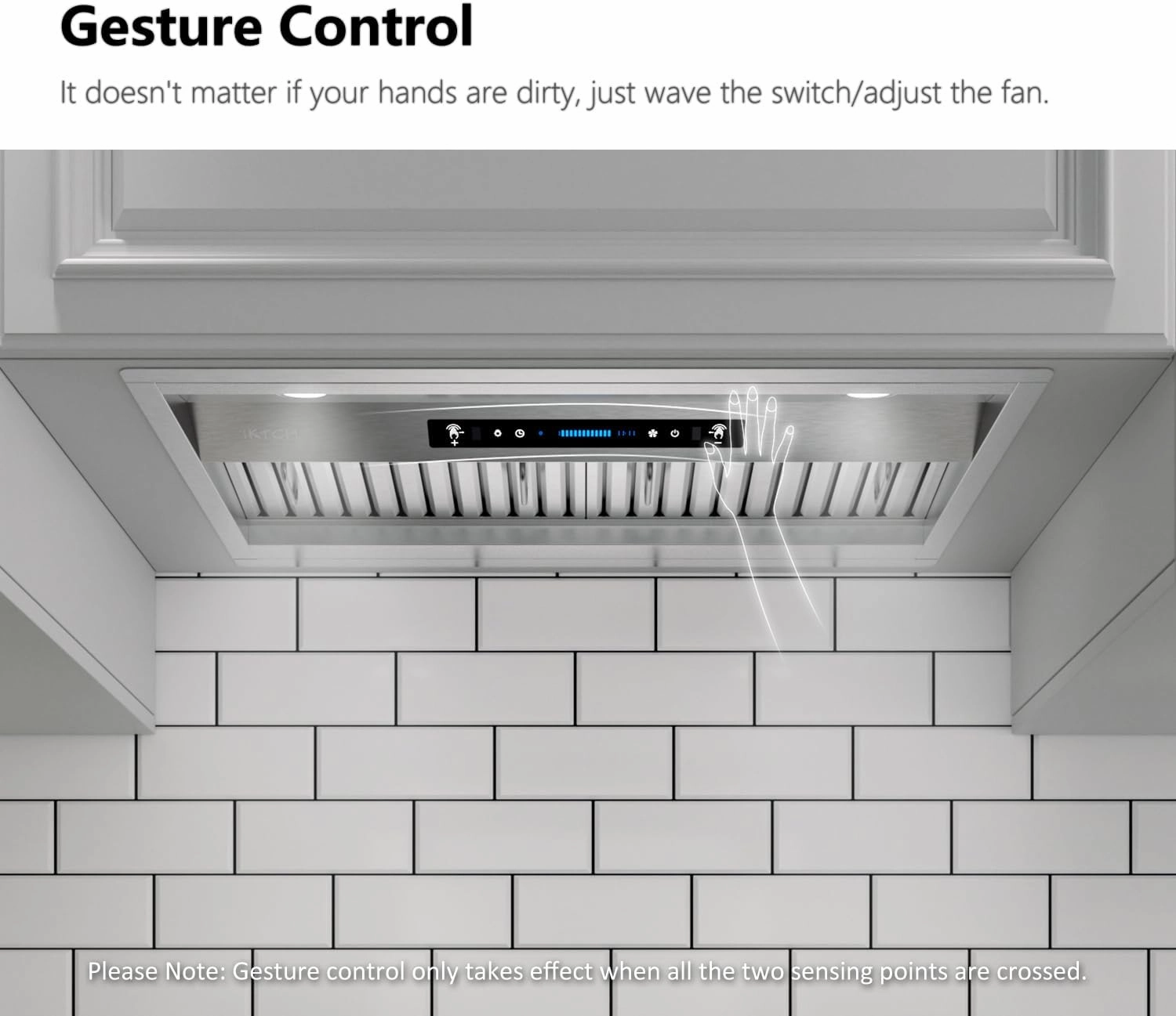 IKTCH 36 inch Built-in/Insert Range Hood 900 CFM, Ducted/Ductless Convertible Duct, Stainless Steel Kitchen Vent Hood with 2 Pcs Adjustable Lights and 3 Pcs Baffle Filters with Handlebar(IKB02-36'')