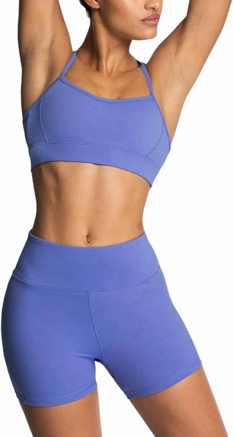 IMEKIS Women's Workout Sets 2 Piece Yoga Outfit High Waisted Biker Shorts Leggings Sports Bra Gym Fitness Clothes Tracksuit