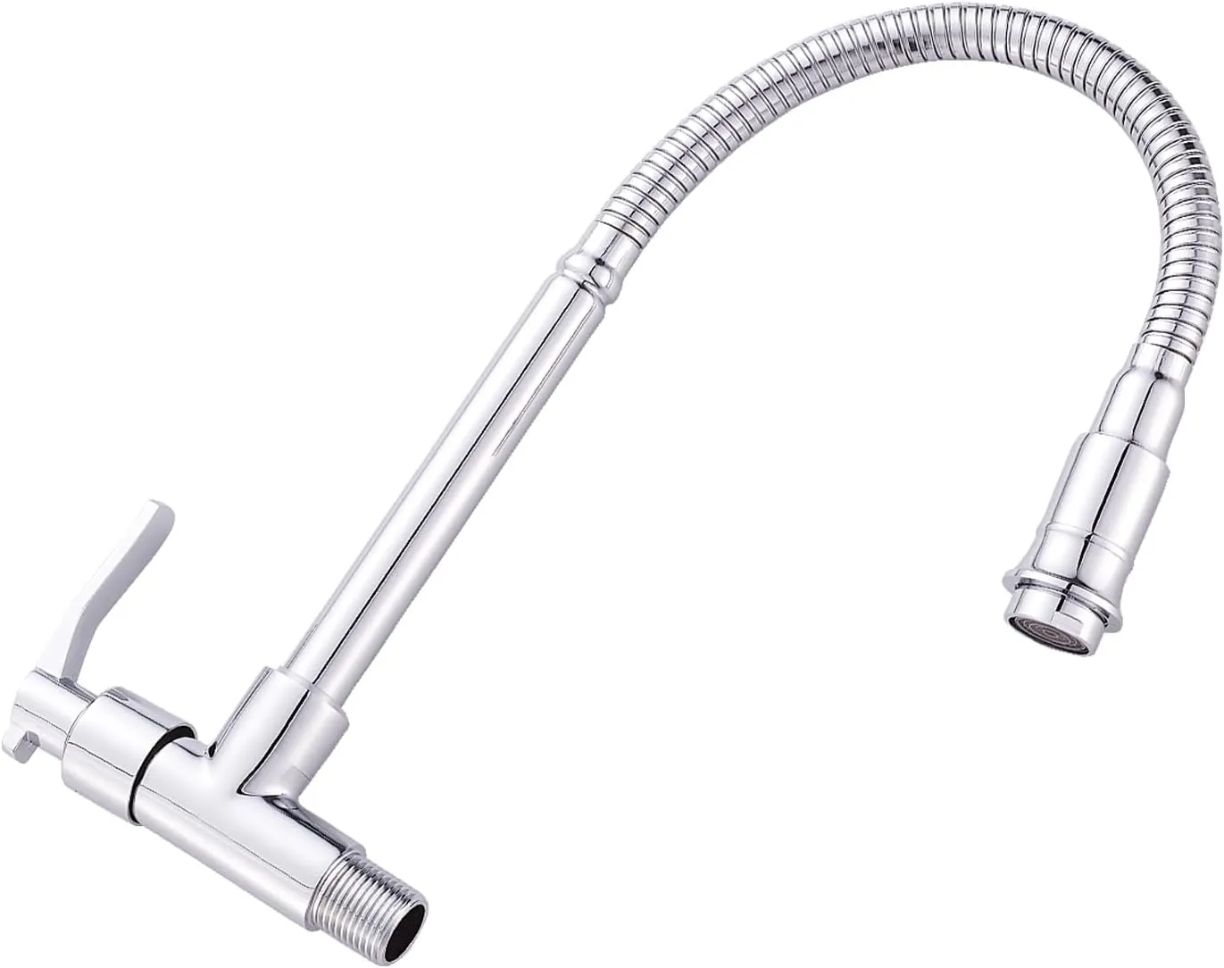 Inchant 360 Degree Swivel Spout Pull Down Flexible Spray Kitchen Taps Single-Tube Vanity Vessel Cold Water Faucet Chrome Finish Stainless Steel Bathroom Kitchen Sink Faucet Single Handle Wall Mount
