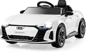 INFANS 12V Kids Ride On Car, Licensed Audi RS e-tron GT Electric Vehicle with Remote Control, Toddlers Battery Powered Toy with 4 Wheels Suspension, LED Headlight, Music, MP3, USB, TF Port (White)