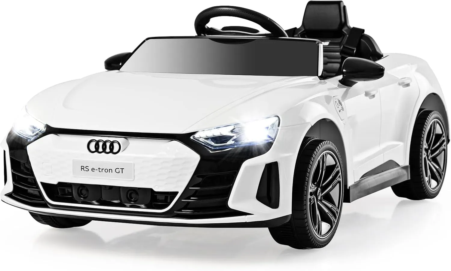 INFANS 12V Kids Ride On Car, Licensed Audi RS e-tron GT Electric Vehicle with Remote Control, Toddlers Battery Powered Toy with 4 Wheels Suspension, LED Headlight, Music, MP3, USB, TF Port (White)