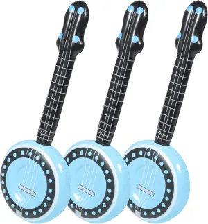 Inflatable Rock Star , 80s 90s Party Decorations Inflatable Banjo Musical Instrument Props Blow up Banjo for Rock and Roll Party Kids Party Supplies 3Pcs