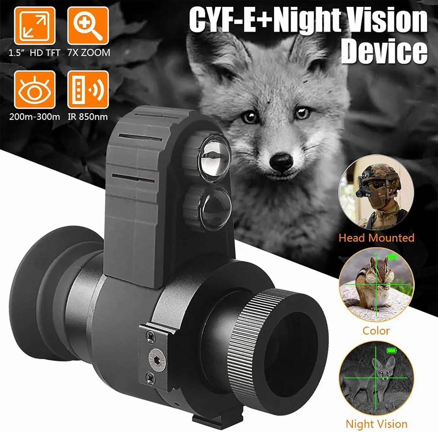 Infrared Night Vision Scope, Rechargeable Night Vision Monocular for Adults, with 1.54 in HD Screen and 7X Magnification, Support Charging While Using,Standard Accessories