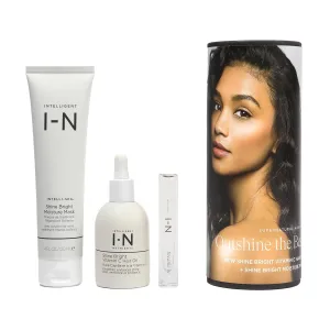 Intelligent Nutrients Shine Bright Set - Moisture Mask (4 oz), Hair Oil (1.7 fl oz) & Limited Edition Aroma Rollerball (0.33 oz) - 3 Product Set