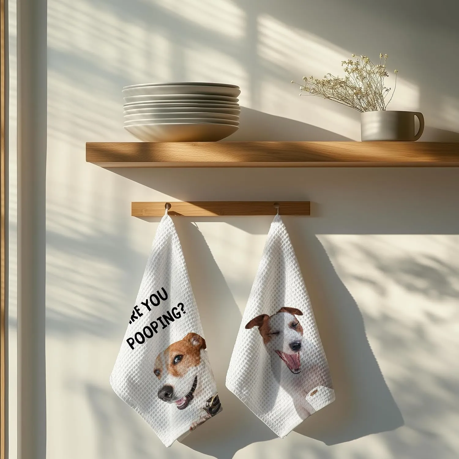 Jack Russell Terrier Hand Towels for Bathroom Set of 2, Jack Russell Terrier Bathroom Hand Towels, are You Pooping Sign, Dog Bathroom Decor, Jack Russell Terrier Gifts, 16x24 Inch