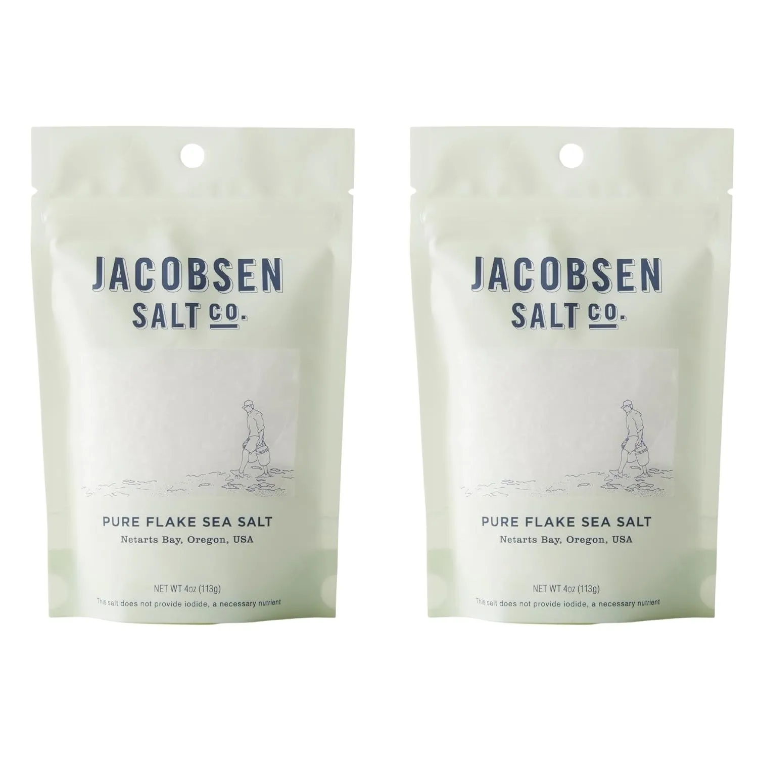Jacobsen Salt Co. Pure Flake Sea Salt – Kosher Salt, Coarse, Non-Iodized Made in USA, Non-GMO, Steak Seasoning, Gourmet, Real Salt Flakes – 4oz (2-Pack)