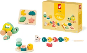 Janod - Baby Play Box - Children's Toy 18 Months - Stimulus Toys with Wooden Puzzle - Baby Motor Skills - Activity Toys and Psychomotor Development - from 18 Months - J04064