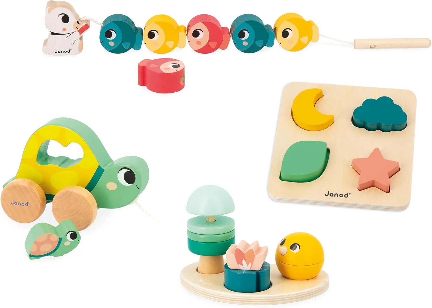 Janod - Baby Play Box - Children's Toy 18 Months - Stimulus Toys with Wooden Puzzle - Baby Motor Skills - Activity Toys and Psychomotor Development - from 18 Months - J04064