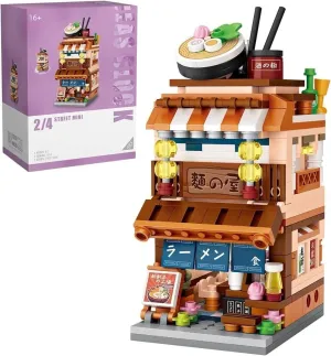 Japanese Street View Ramen Shop Building Kits, 412 PCS Modular House Building Set Mini DIY Building Model Set, Architecture Modular Construction Set Gift for Adults and Teens