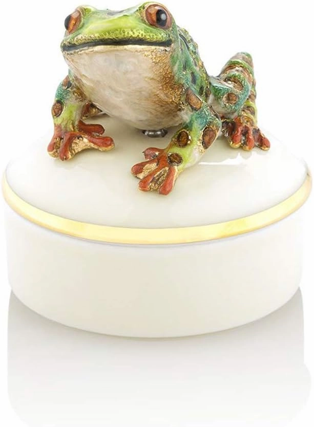 Jay Strongwater - Round Porcelain Box - Mac Frog