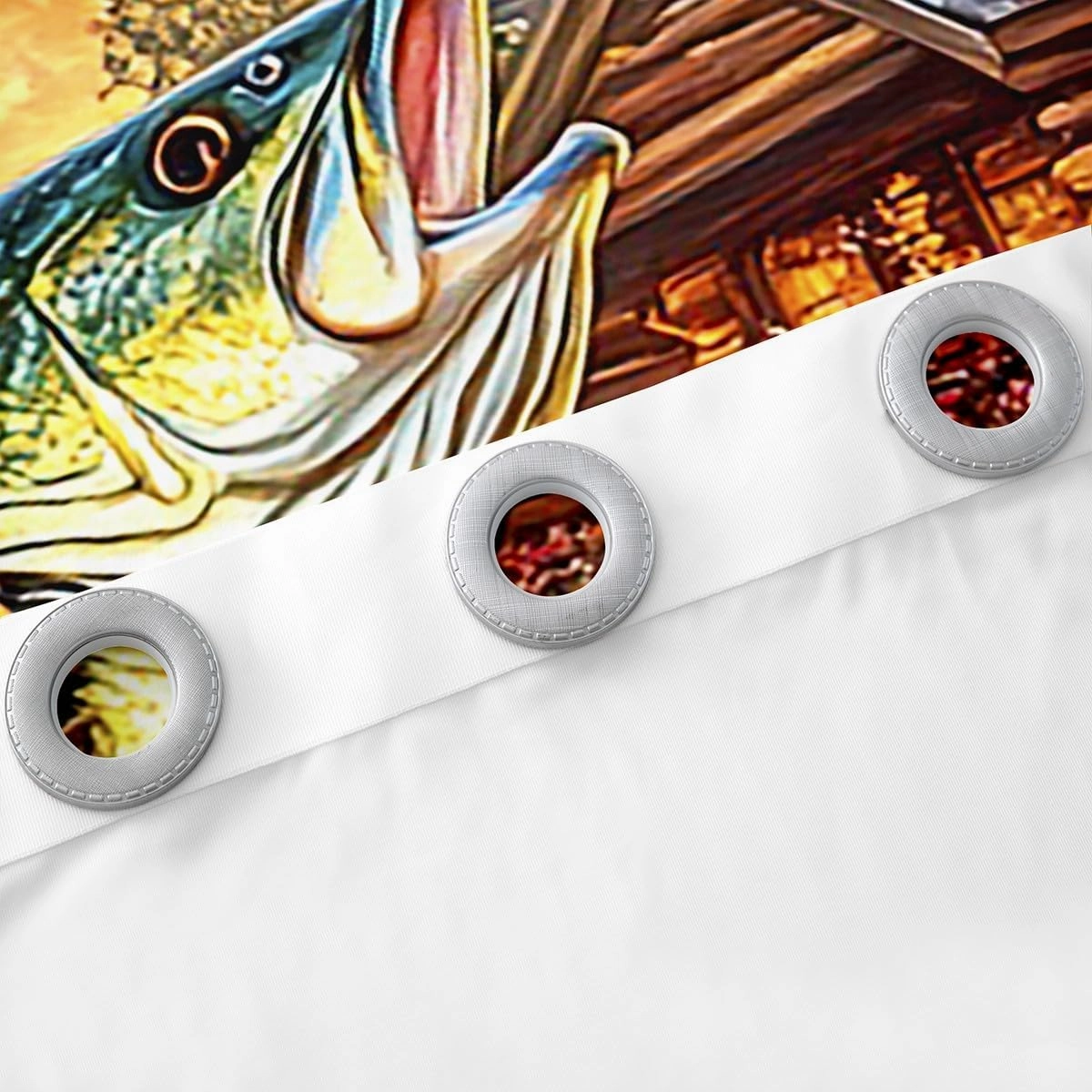 jejeloiu Pike Fish Curtains (2 Panels, 52 x 84 Inch) Kids Rustic Cabin Lake Darkening Drapes Boys Girls Teens Bass Big Fish 30%-50% Blackout Curtain Lakeside Fishing and Hunting Window Treatments