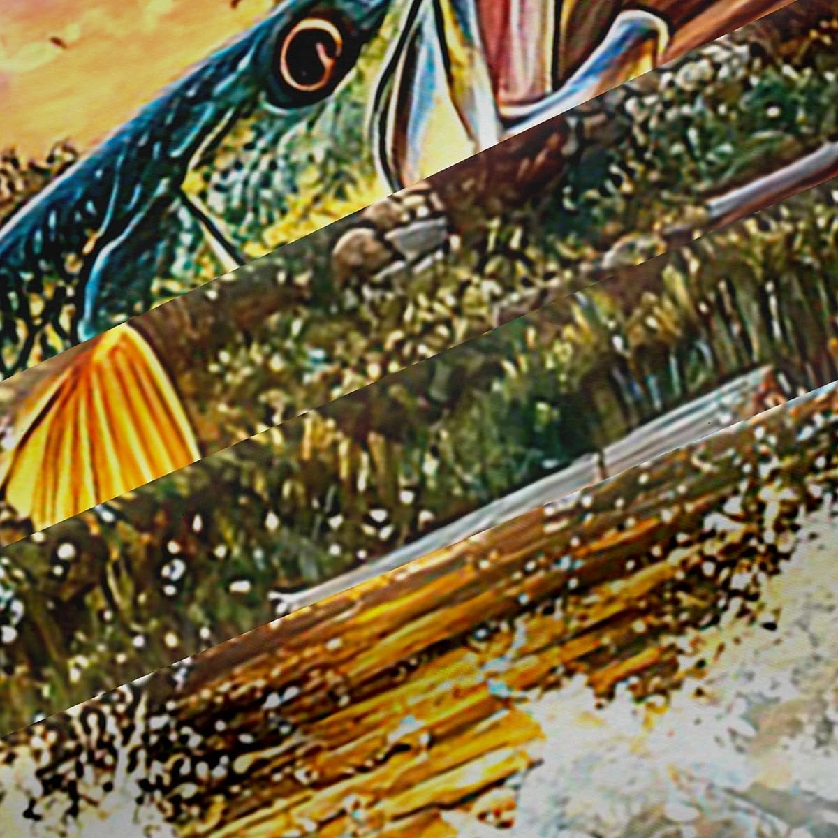 jejeloiu Pike Fish Curtains (2 Panels, 52 x 84 Inch) Kids Rustic Cabin Lake Darkening Drapes Boys Girls Teens Bass Big Fish 30%-50% Blackout Curtain Lakeside Fishing and Hunting Window Treatments