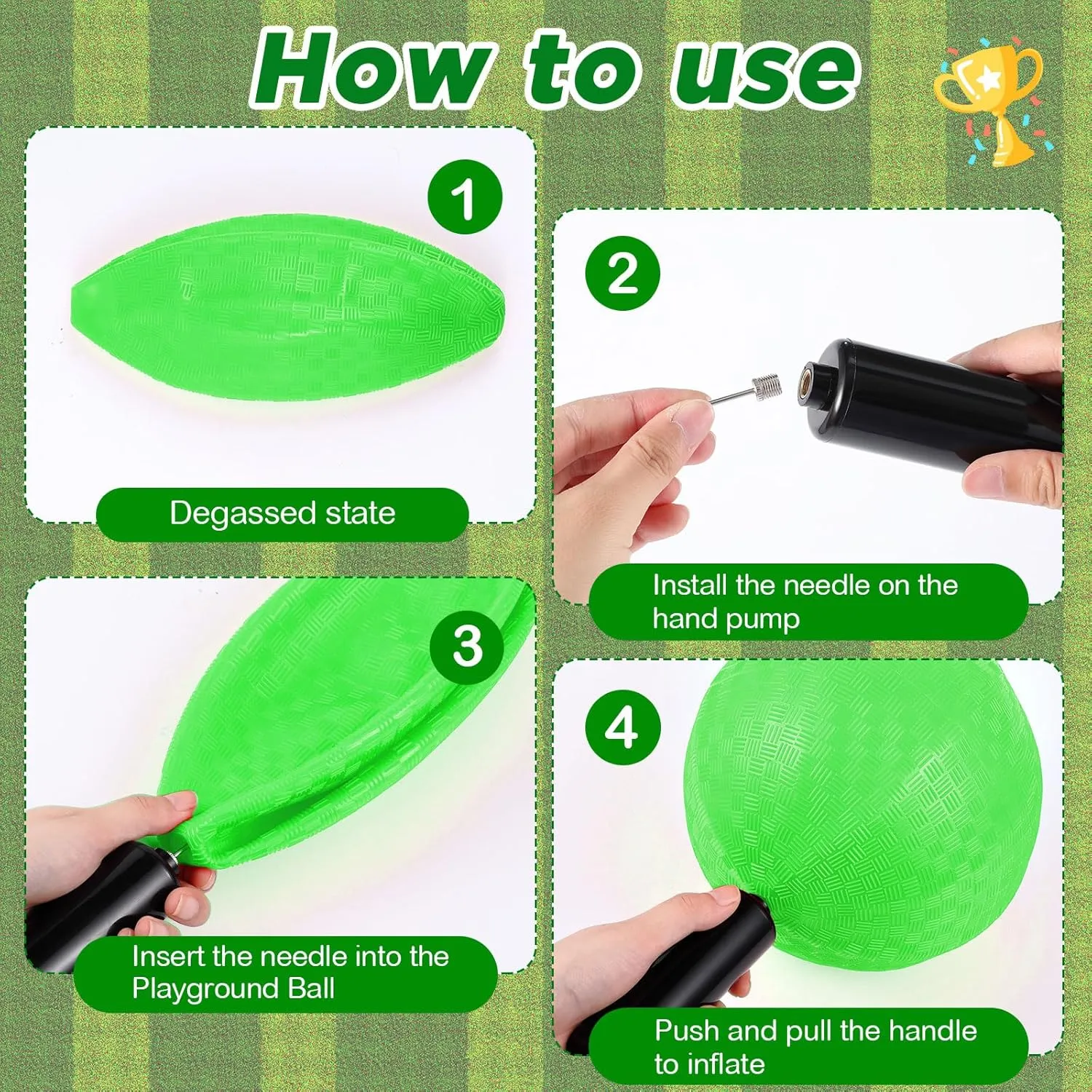 Jenaai 18 Pcs Sports Kickball Set Includes Playground Ball 5 Rubber Throw Down Bases Ball Pump Scoreboard Net Bag 10 Foul Line Cones for Adults Playground Backyard Game(10 Inch,Green)