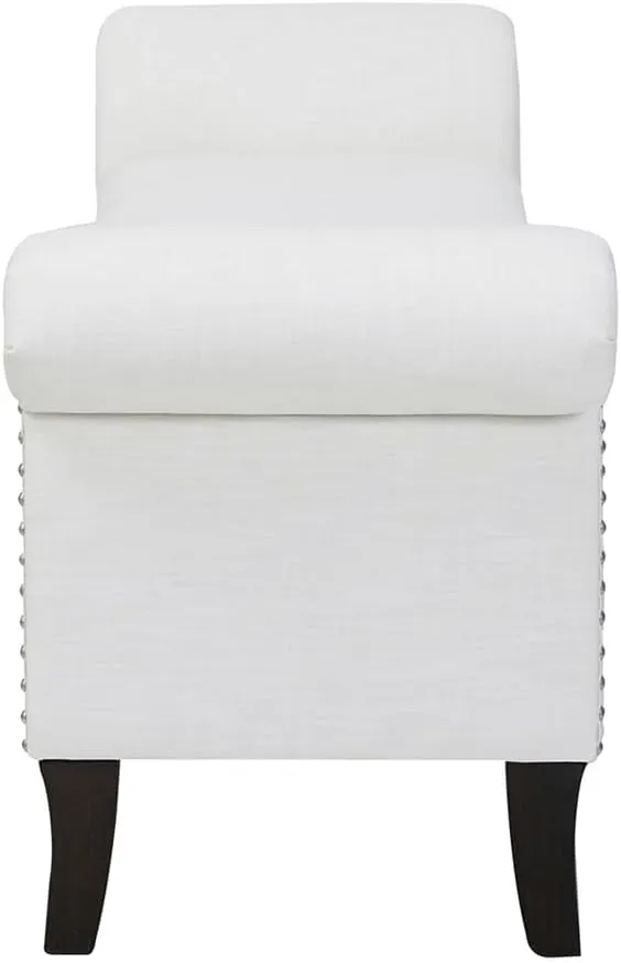 Jennifer Taylor Home Kathy Roll Arm Entryway Accent Bench, Bright White Polyester