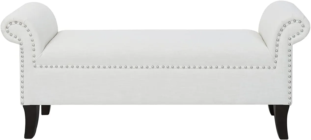 Jennifer Taylor Home Kathy Roll Arm Entryway Accent Bench, Bright White Polyester