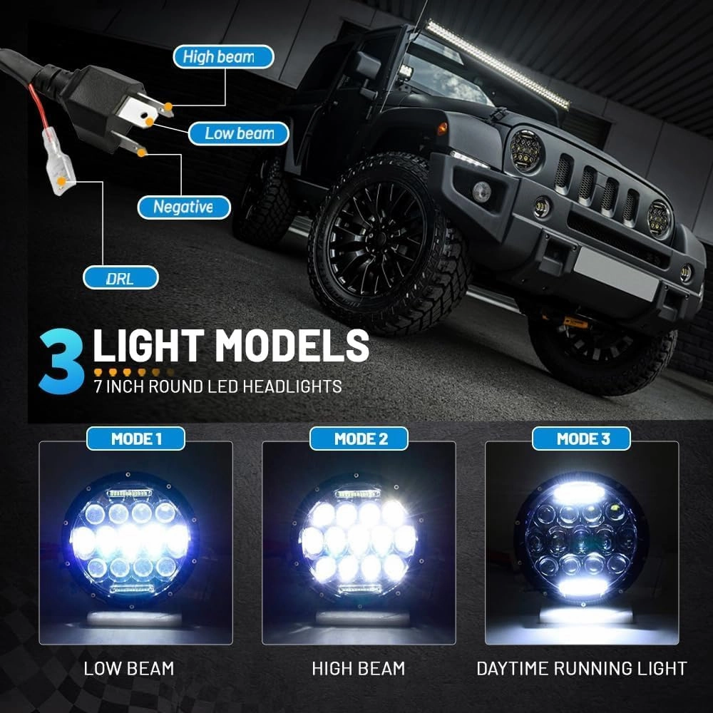 JHLion Black LED Headlights   Fog Lights for Jeep Wrangler 1997–2020 – Extreme Off-Road Brightness, 2000% Upgrade, Plug & Play Kit