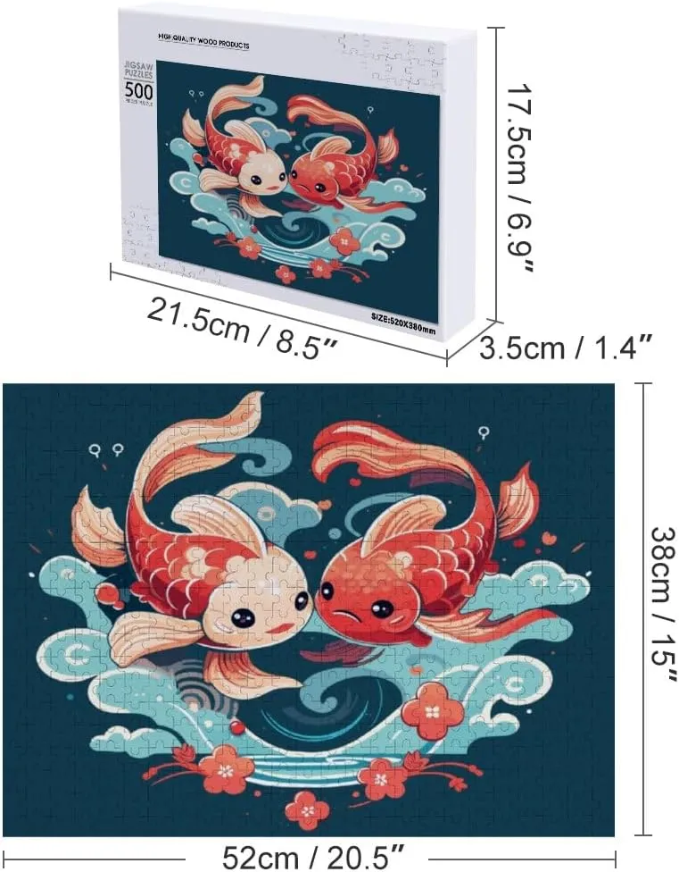 Jigsaw Puzzle 1000 Pieces Fish Cartoon Chinese Oriental Art Puzzles for Adults Creative Gift Puzzles Funny Family Games Multiple Size