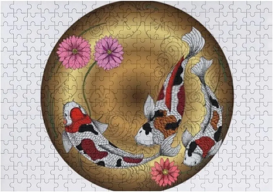 Jigsaw Puzzle 1000 Pieces Koi Fish Japanese Style Puzzles for Adults Teens and Kids Creative Gift Puzzles Funny Family Games Multiple Size