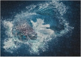 Jigsaw Puzzle 1000 Pieces Water Splash Siamese Fighting Fish Puzzles for Adults Teens and Kids Creative Gift Puzzles Funny Family Games Multiple Size