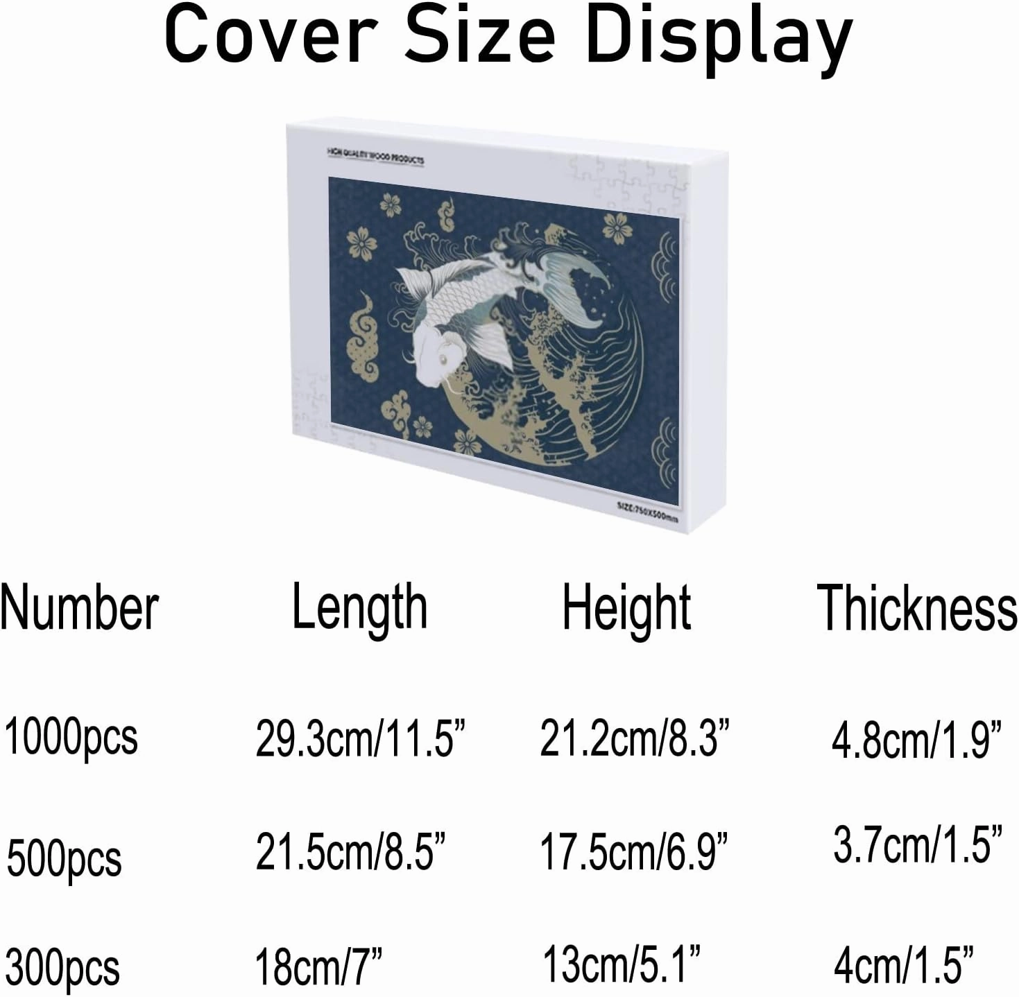 Jigsaw Puzzle 500 Pieces Abstract Art Carp Fish Japanese Wave Puzzles for Adults Teens and Kids Creative Gift Puzzles Funny Family Games Multiple Size