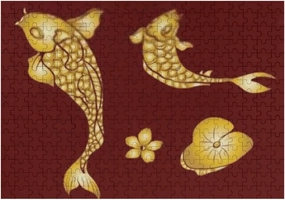 Jigsaw Puzzle 500 Pieces Koi Fish Japanese Carp Golden Fish Flower Puzzles for Adults Teens and Kids Creative Gift Puzzles Funny Family Games Multiple Size