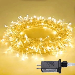 JMEXSUSS Connectable Warm White String Lights Indoor, 8 Modes Christmas Lights Plug in Fairy String Light for Bedroom, 33ft 100 LED Twinkle Lights Outdoor for Christmas Tree Decor