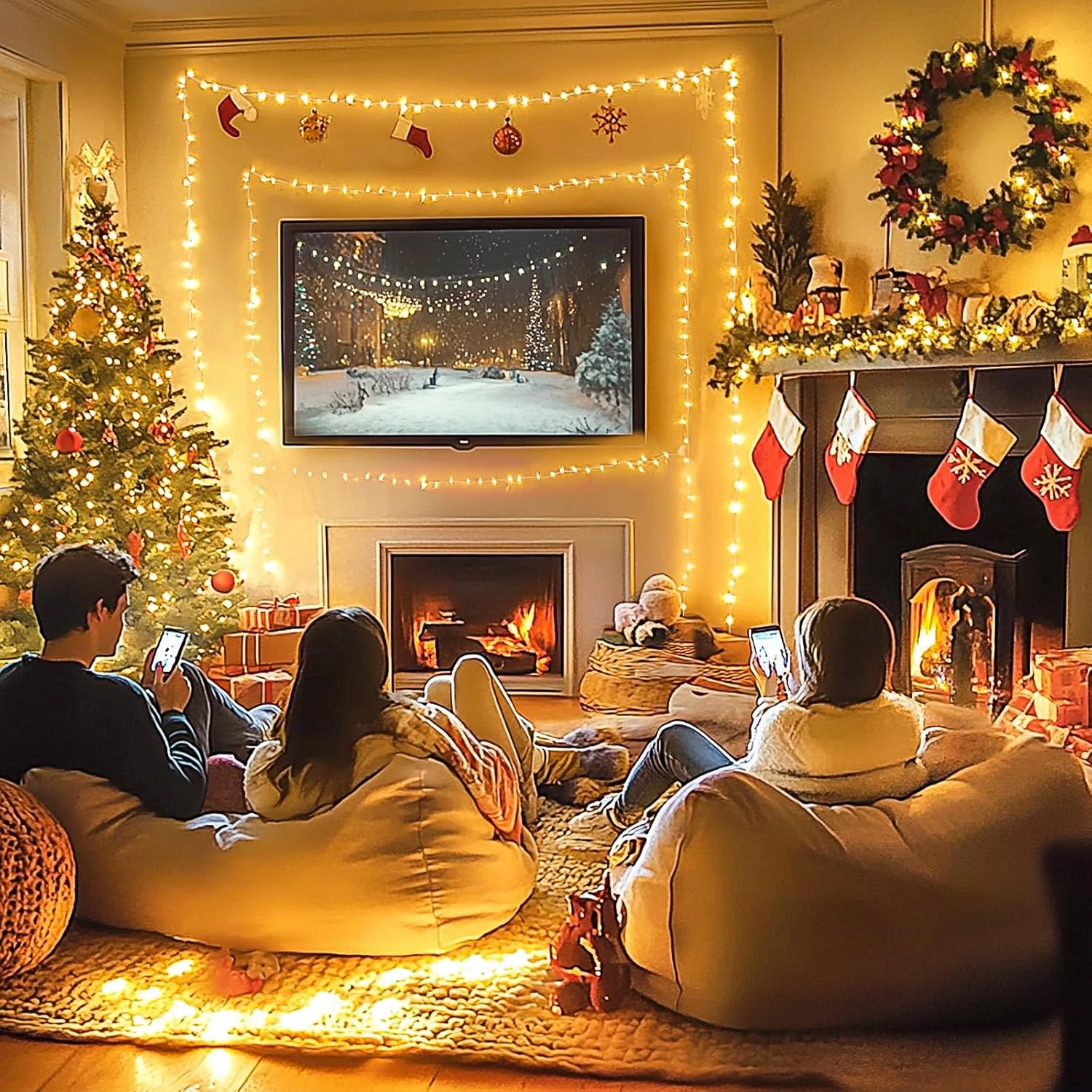 JMEXSUSS Connectable Warm White String Lights Indoor, 8 Modes Christmas Lights Plug in Fairy String Light for Bedroom, 33ft 100 LED Twinkle Lights Outdoor for Christmas Tree Decor