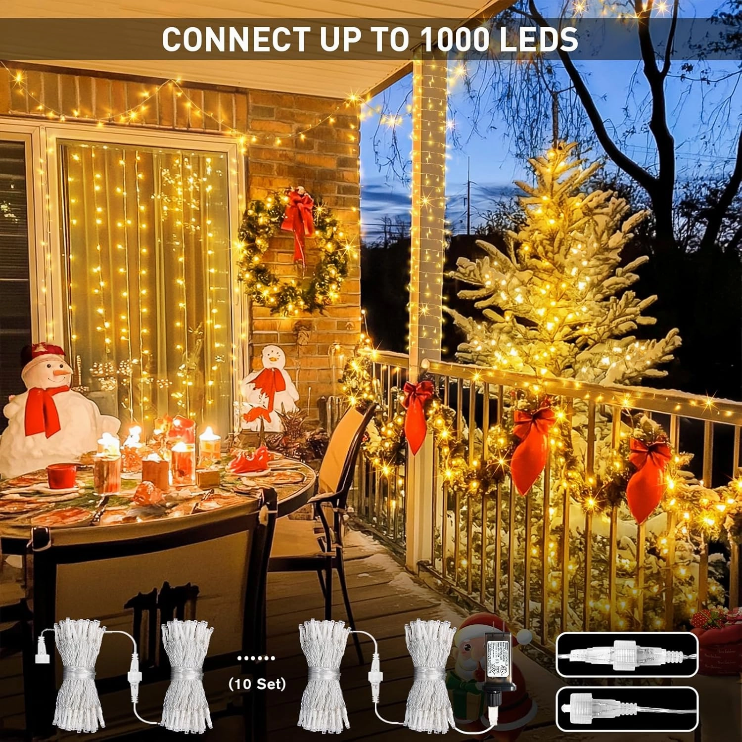 JMEXSUSS Connectable Warm White String Lights Indoor, 8 Modes Christmas Lights Plug in Fairy String Light for Bedroom, 33ft 100 LED Twinkle Lights Outdoor for Christmas Tree Decor