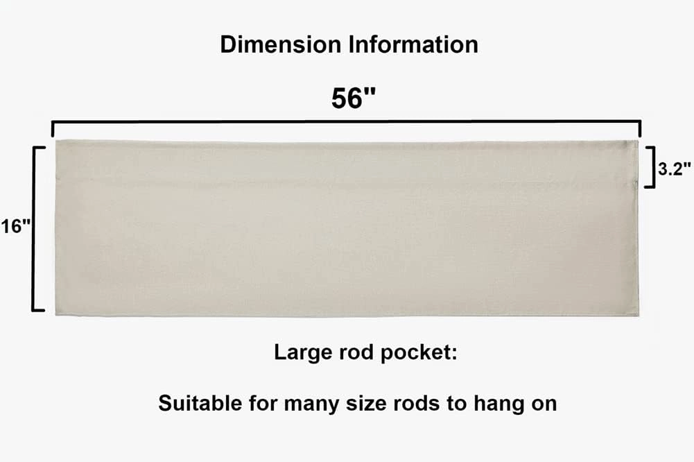 Jola's House 2 Pack Burlap Window Curtain Valances Farmhouse Style Window Treatment Decor Curtains Rod Pocket Valances for Kitchen/Living Room 16" x 56" (White)