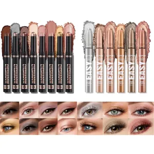 Jolilab Matte Eyeshadow Stick Set, 16 PCS Professional Bright-Colored Contouring and Highlight Cream Eyeshadow, Waterproof Long Lasting High Pigmented