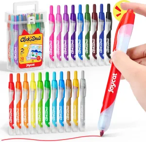 JoyCat Click Washable Markers for kids with Retractable Tips,20 Colors Markers Set,retractable marker for Toddlers Kids, Ideal arts & crafts supplies,coloring markers,Holiday Gifts for Kids.