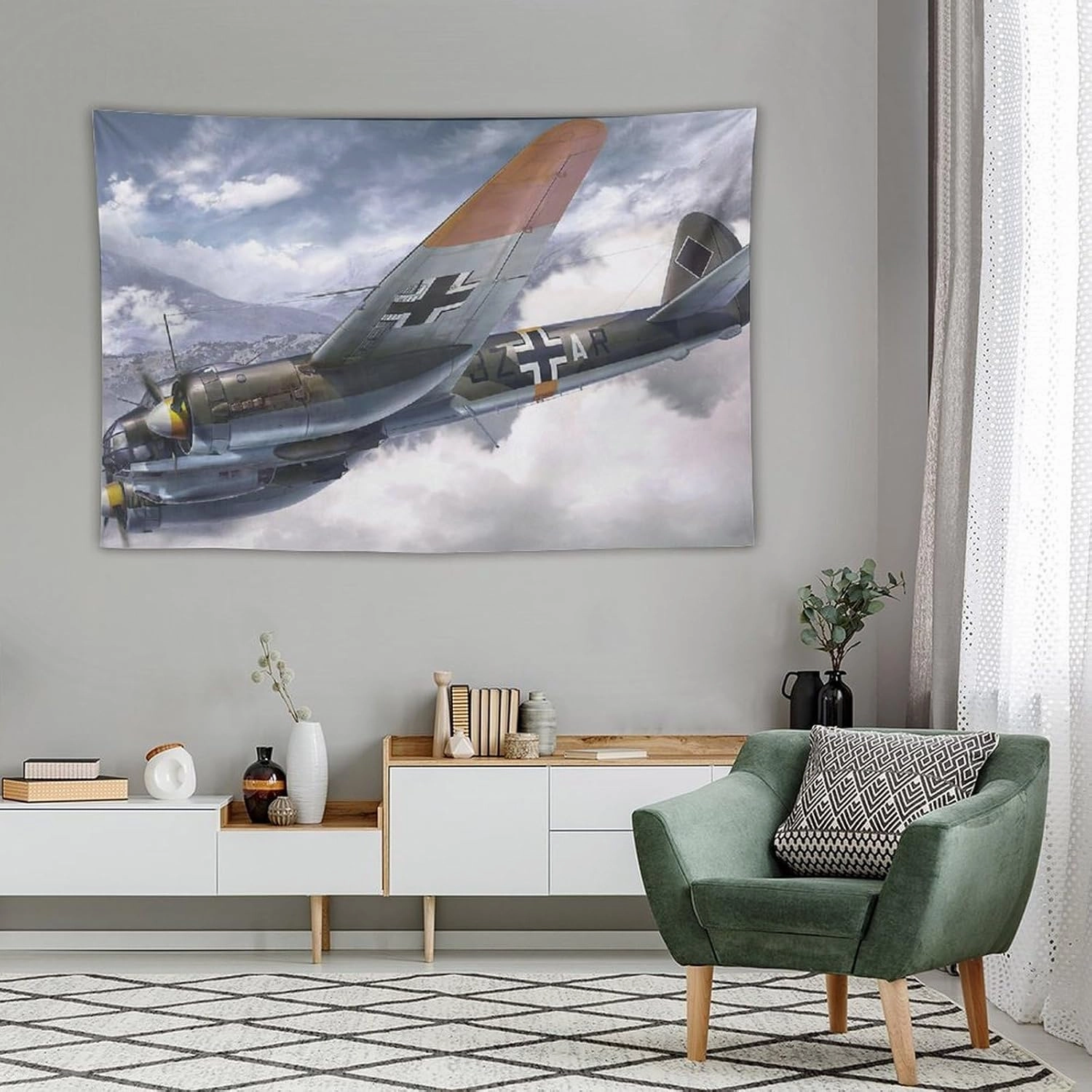 JU-88 Bomber Plane WW2 Fighter Ju88 Aircraft Jet Military Fighting Plane (11) Picture Print Wall Art Tapestry Painting Tapestries Artworks Gift Idea Room Aesthetic 40"x60"