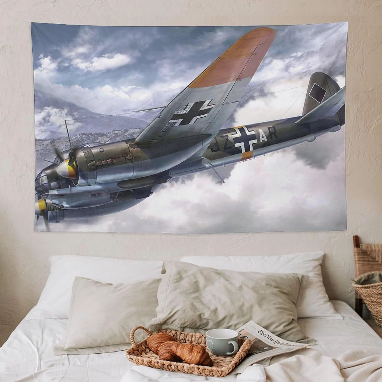 JU-88 Bomber Plane WW2 Fighter Ju88 Aircraft Jet Military Fighting Plane (11) Picture Print Wall Art Tapestry Painting Tapestries Artworks Gift Idea Room Aesthetic 40"x60"