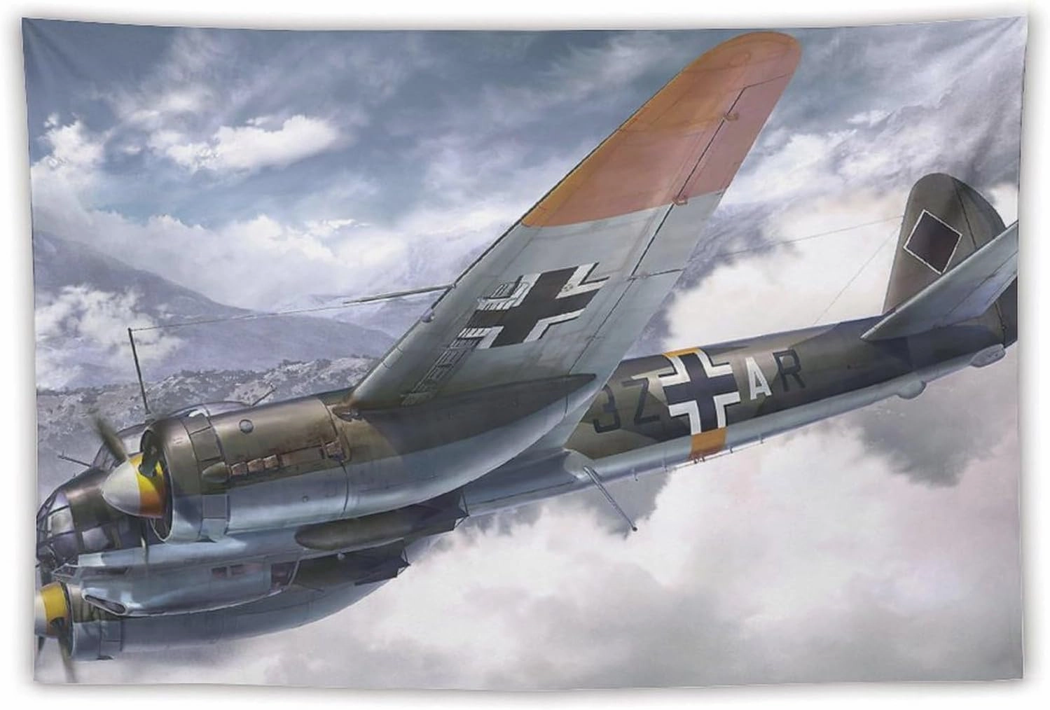 JU-88 Bomber Plane WW2 Fighter Ju88 Aircraft Jet Military Fighting Plane (11) Picture Print Wall Art Tapestry Painting Tapestries Artworks Gift Idea Room Aesthetic 40"x60"