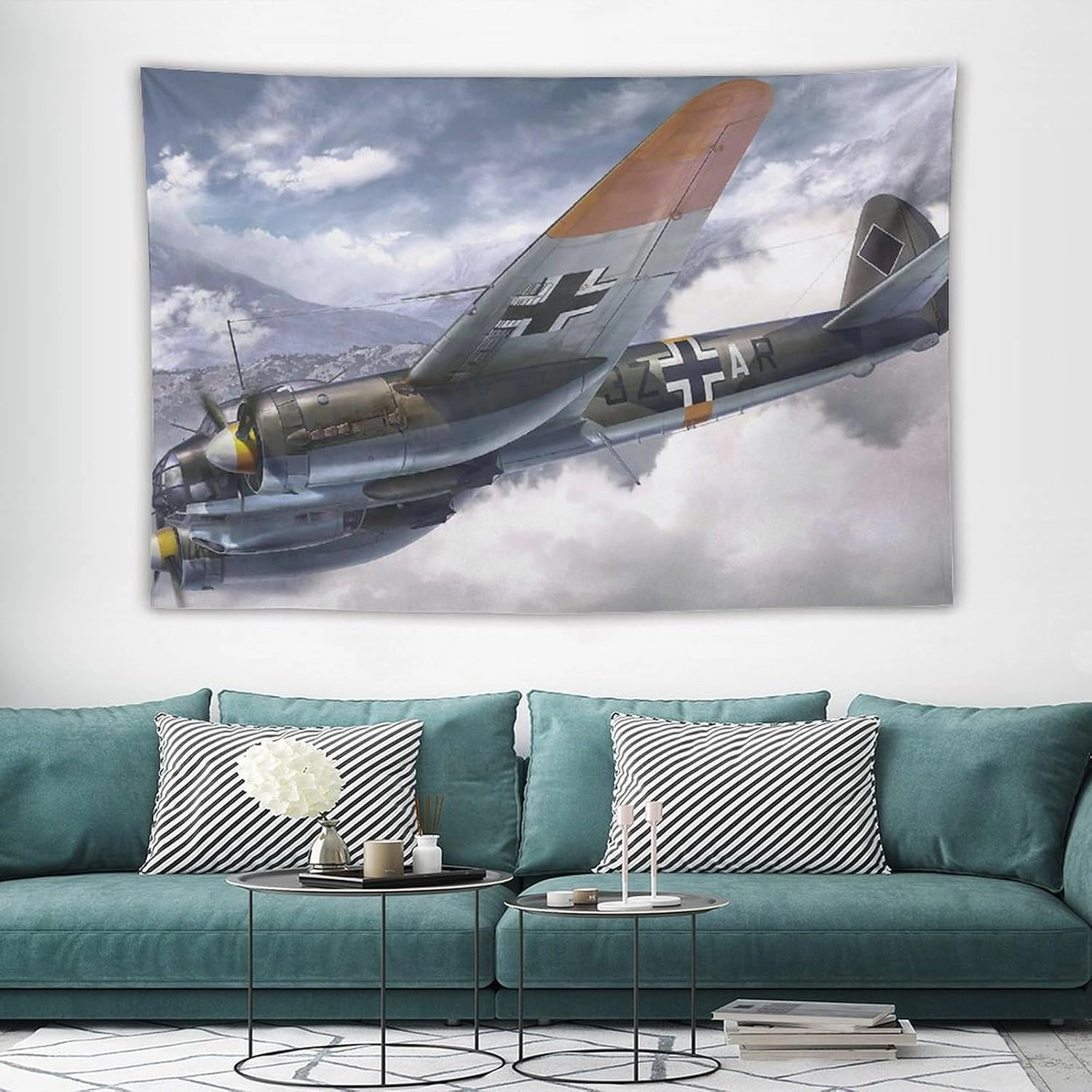 JU-88 Bomber Plane WW2 Fighter Ju88 Aircraft Jet Military Fighting Plane (11) Picture Print Wall Art Tapestry Painting Tapestries Artworks Gift Idea Room Aesthetic 40"x60"