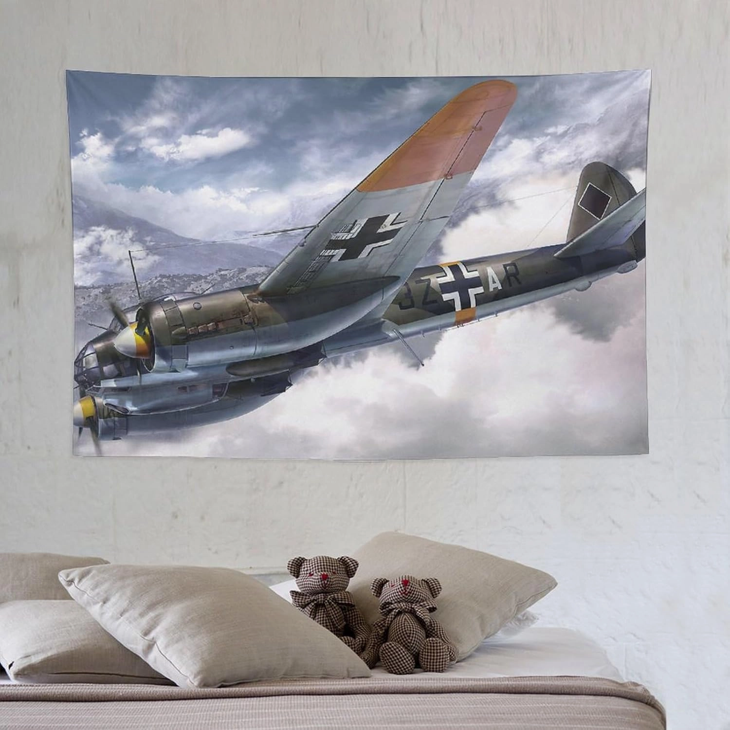 JU-88 Bomber Plane WW2 Fighter Ju88 Aircraft Jet Military Fighting Plane (11) Picture Print Wall Art Tapestry Painting Tapestries Artworks Gift Idea Room Aesthetic 40"x60"
