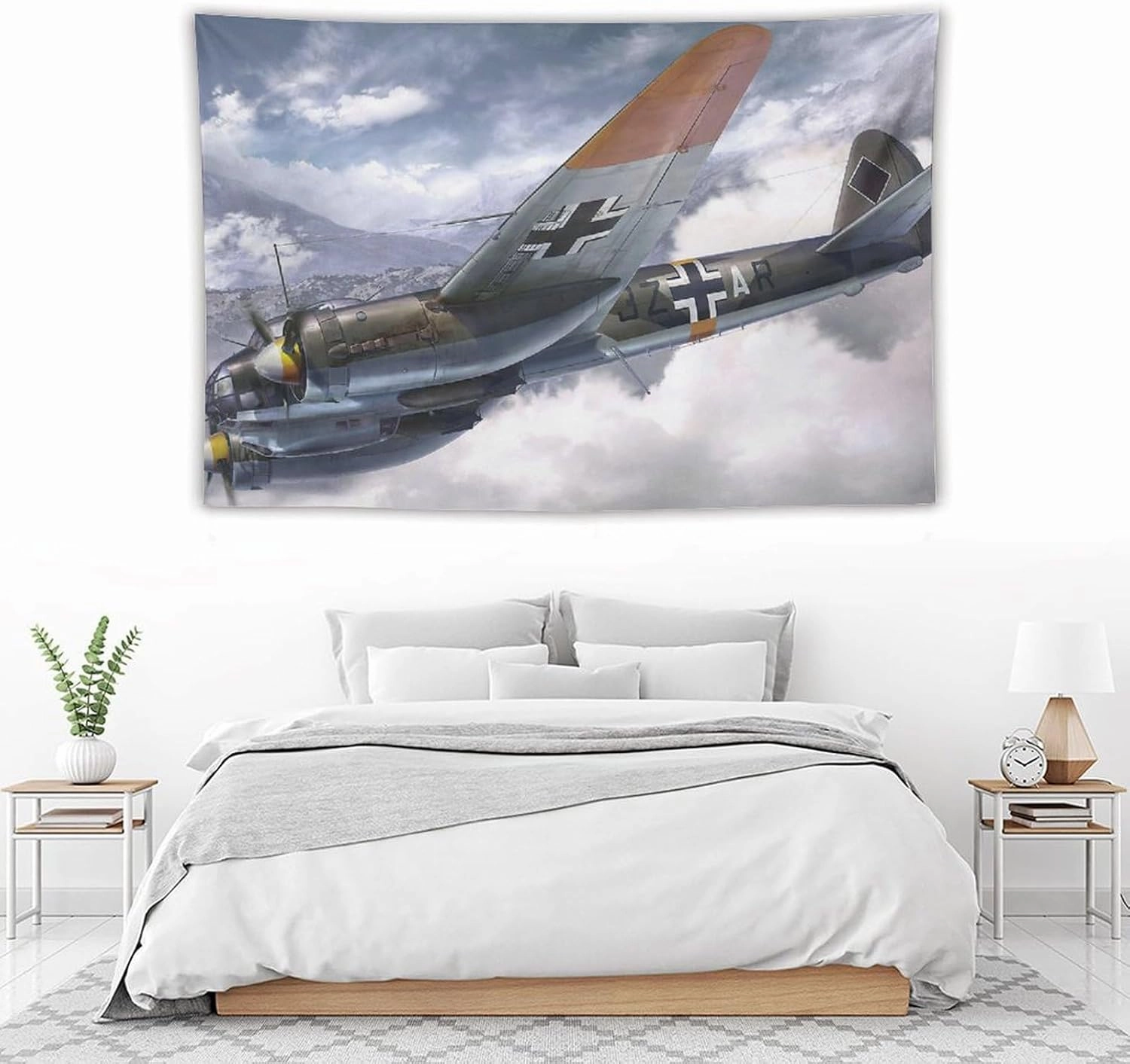 JU-88 Bomber Plane WW2 Fighter Ju88 Aircraft Jet Military Fighting Plane (11) Picture Print Wall Art Tapestry Painting Tapestries Artworks Gift Idea Room Aesthetic 40"x60"
