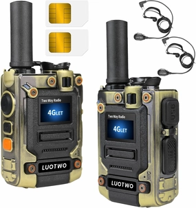 K300 2Pcs 4G Walkie Talkie for Adults Poc Long Range Radio with SIM Cards Two Way Radio 1000 Mile Rechargeable Battery with Flashlight for Hiking Camping Work and Emergency,No Charge