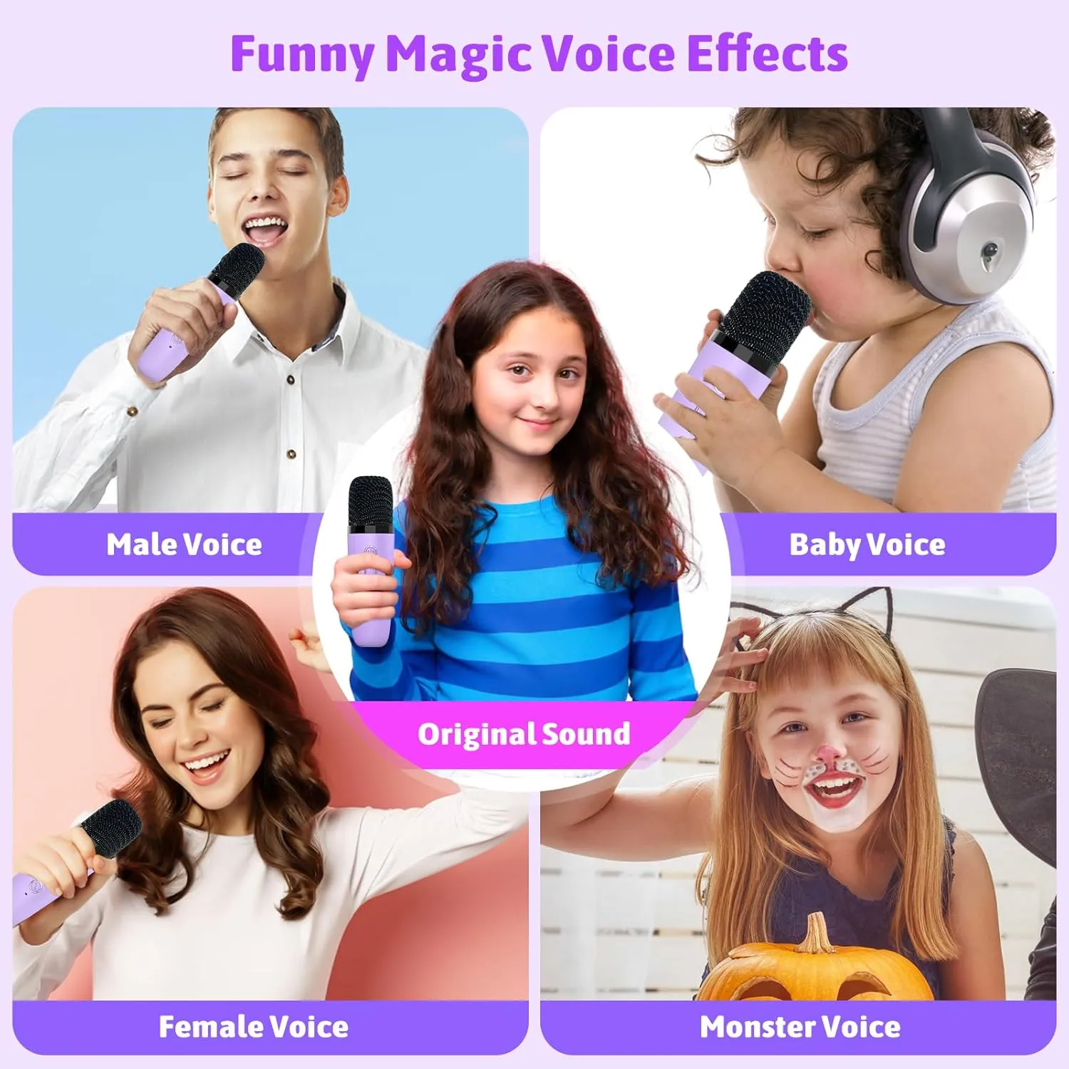 Karaoke Machine for Kids Adults, Portable Bluetooth Speaker with 2 Wireless Microphones and LED Lights, Kids Toys Birthday Gifts for Girls and Boys Ages 4, 5, 6, 7, 8,9,10,11,12  Years, Home Party