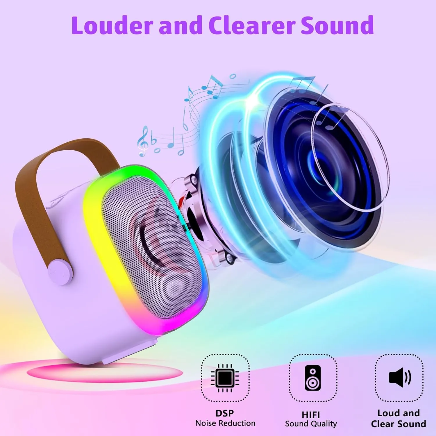 Karaoke Machine for Kids Adults, Portable Bluetooth Speaker with 2 Wireless Microphones and LED Lights, Kids Toys Birthday Gifts for Girls and Boys Ages 4, 5, 6, 7, 8,9,10,11,12  Years, Home Party