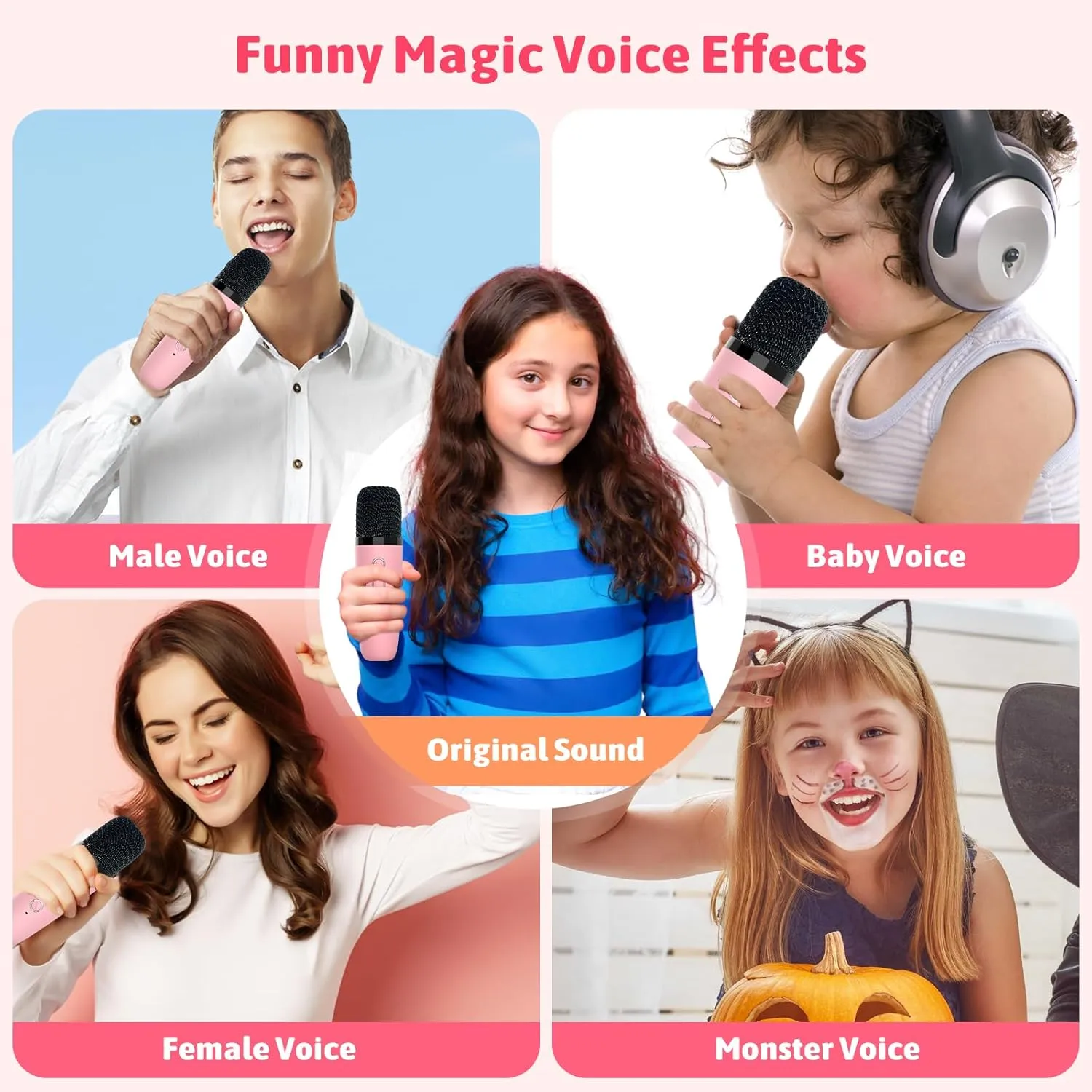 Karaoke Machine for Kids Adults, Portable Bluetooth Speaker with 2 Wireless Microphones and LED Lights, Kids Toys Birthday Gifts for Girls Boys Ages 4, 5, 6, 7, 8,9,10,11,12  Years