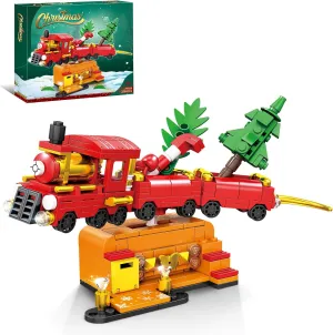 KAZI Christmas Train Building Toys for Kids,Christmas Train Sets with Christmas Tree,Indoor Christmas Decorations for Tabletop & Home,Christmas Party Favors, for Boys Girls Ages 8 