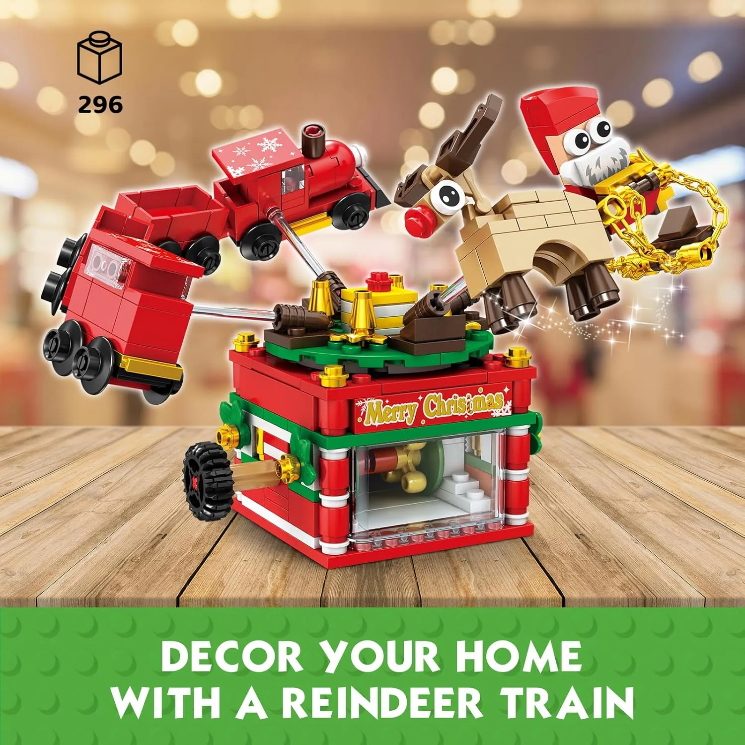 KAZI Christmas Train Building Toys for Kids,Christmas Train Sets with Santa Claus and Reindeer,Christmas Decorations for Tabletop & Home,Christmas Party Favors, for Boys Girls Ages 8 