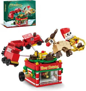 KAZI Christmas Train Building Toys for Kids,Christmas Train Sets with Santa Claus and Reindeer,Christmas Decorations for Tabletop & Home,Christmas Party Favors, for Boys Girls Ages 8 