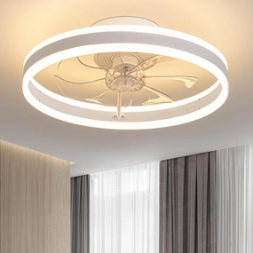 KDG 19.7" Low Profile LED Ceiling Fans with Light, Reversible Flush Mount with Remote and 6 Winds Speeds Fan Lighting, 3 Colors Dimmable for Bedroom, Living Room, Kids, Dinning Room, Kitchen (White)