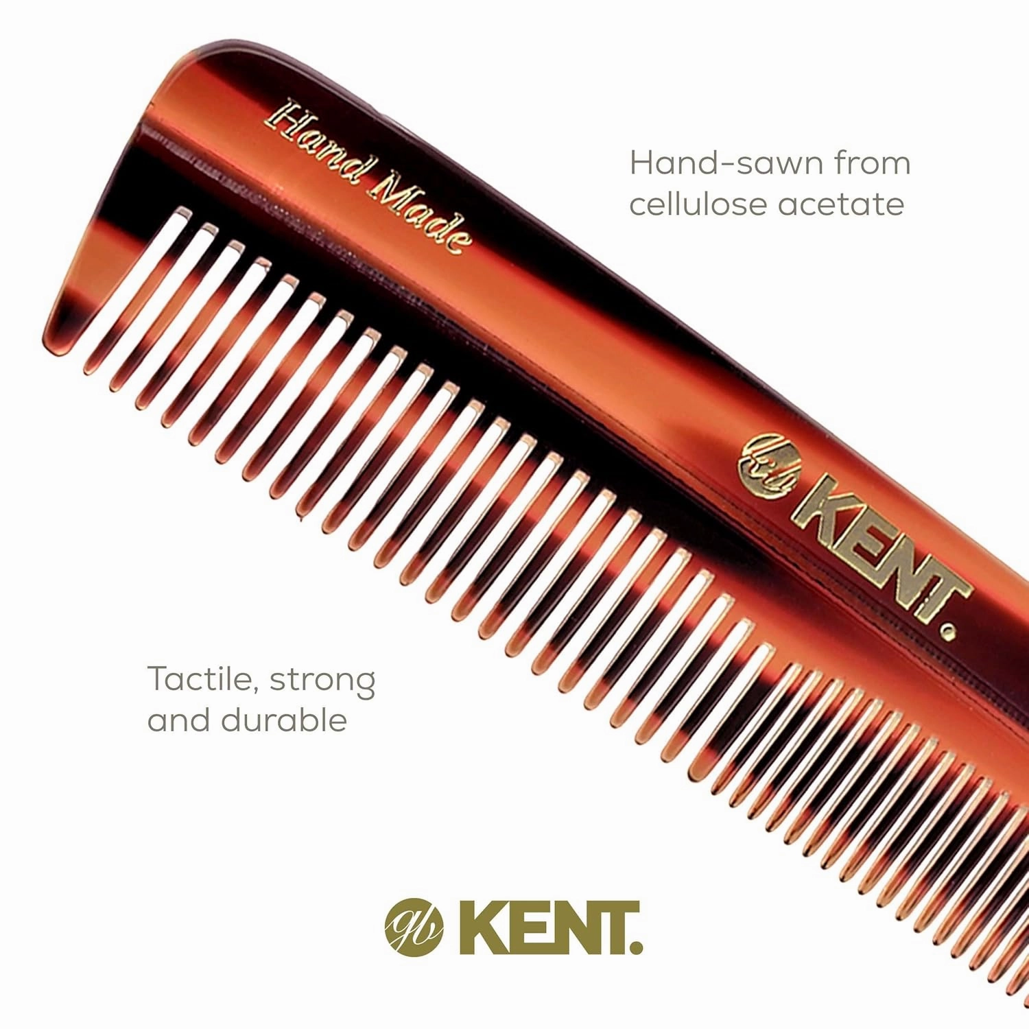 Kent R7T Fine and Wide Tooth Hair Comb - Handmade Pocket Comb for Men, Best Beard and Mustache Comb for Everyday Grooming and Styling - Sawcut, Made in England