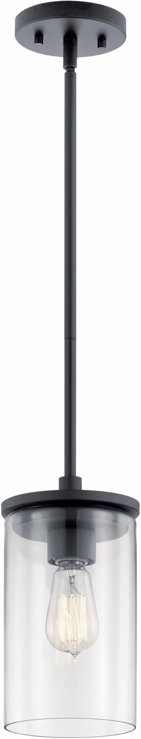 KICHLER 43996BK Crosby Pendant, 1-Light 100 Watts, Black