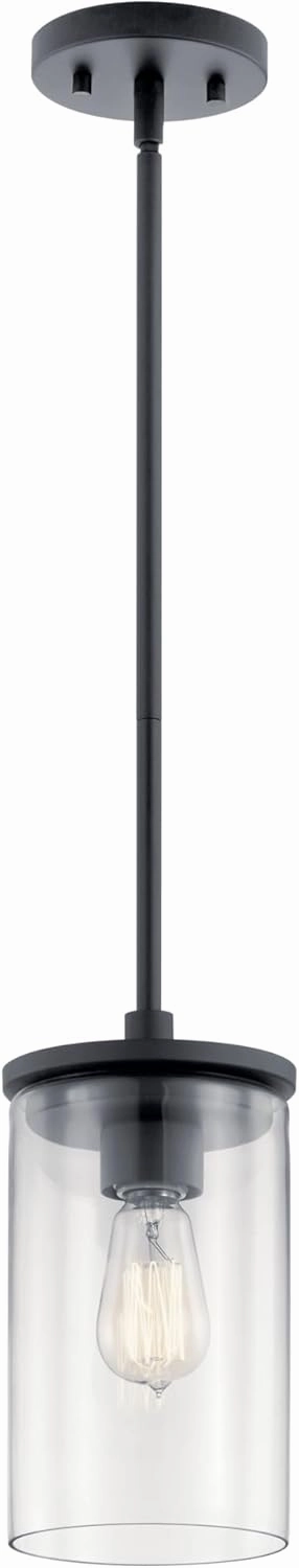 KICHLER 43996BK Crosby Pendant, 1-Light 100 Watts, Black