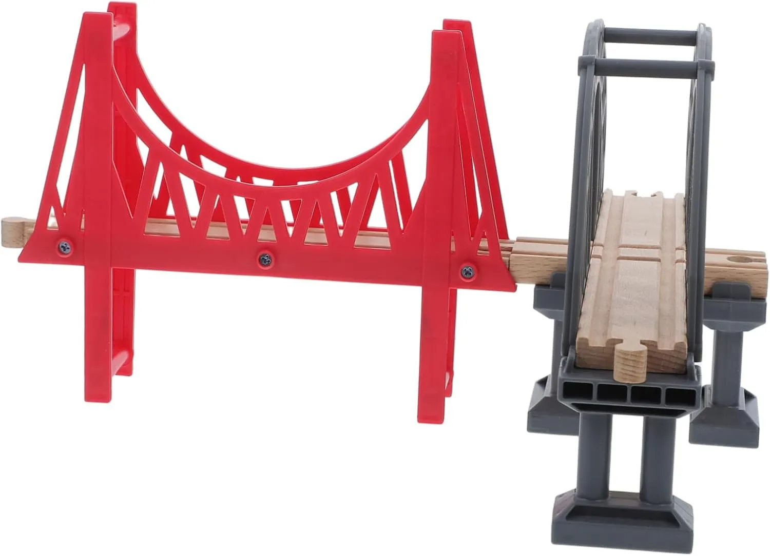 KICHOUSE Train Track Set Wooden Toy Trains Bridge DIY Suspension Bridge Accessory